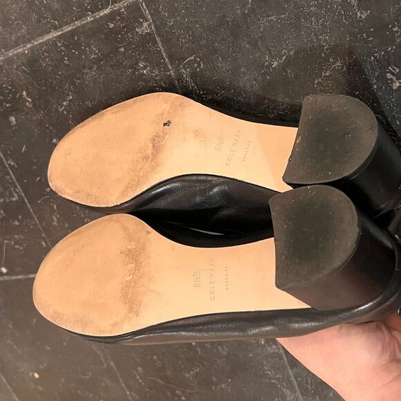 Cole Haan Aviana Black Leather Block Heels 8.5 - Picture 3 of 12